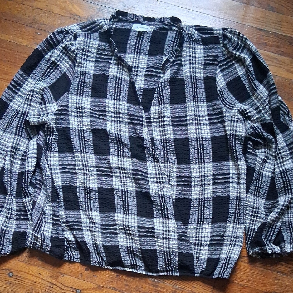 Eyeshadow Black and White Checkered Blouse